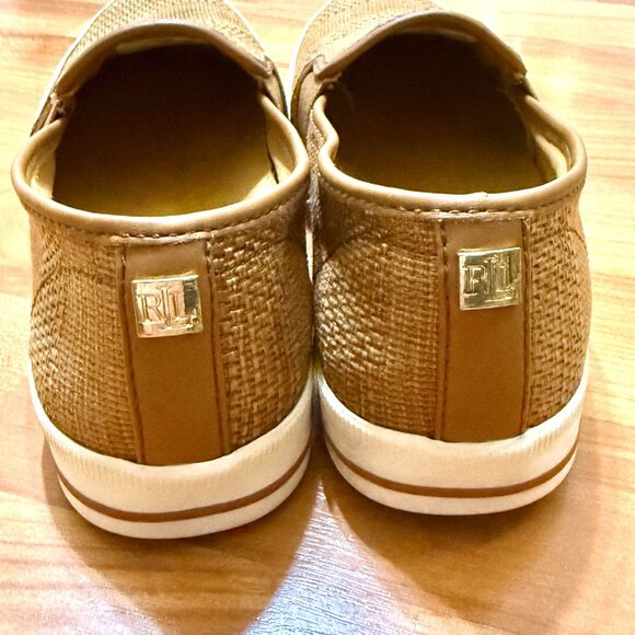 Lauren Ralph Lauren Womens Jinny Slip-On Shoes 6.5B Honey Brown Woven Upper - Picture 10 of 12